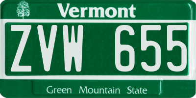 VT license plate ZVW655