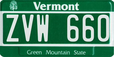 VT license plate ZVW660