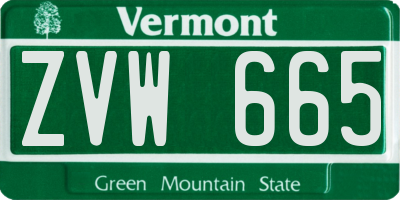 VT license plate ZVW665
