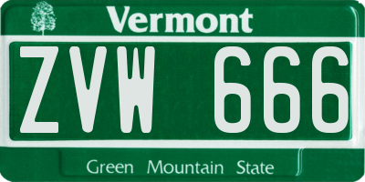 VT license plate ZVW666