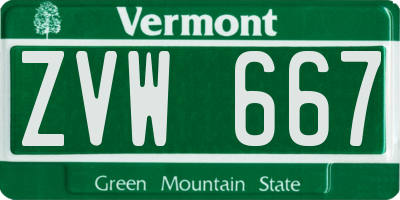 VT license plate ZVW667