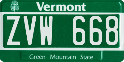 VT license plate ZVW668