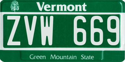 VT license plate ZVW669