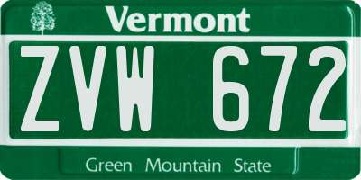 VT license plate ZVW672