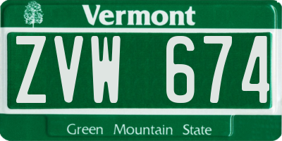 VT license plate ZVW674