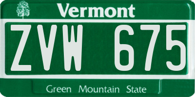 VT license plate ZVW675