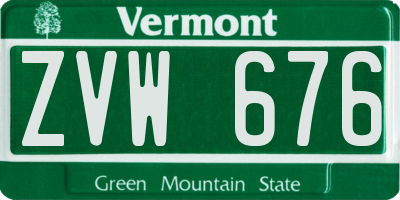 VT license plate ZVW676