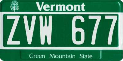 VT license plate ZVW677