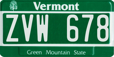 VT license plate ZVW678