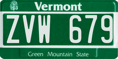 VT license plate ZVW679