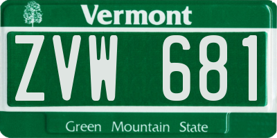 VT license plate ZVW681
