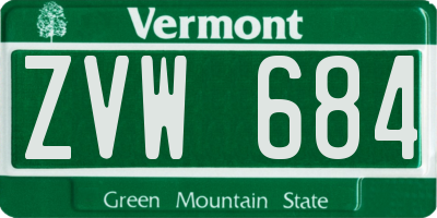 VT license plate ZVW684