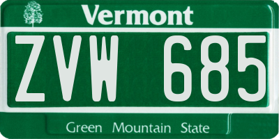VT license plate ZVW685