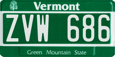 VT license plate ZVW686