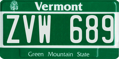 VT license plate ZVW689