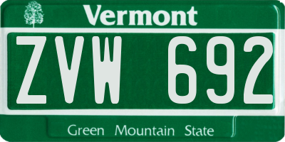 VT license plate ZVW692