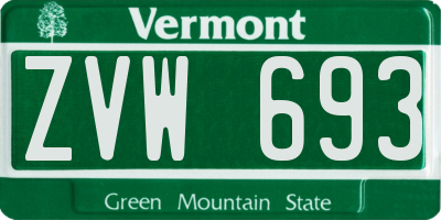 VT license plate ZVW693