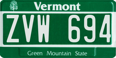 VT license plate ZVW694