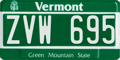 VT license plate ZVW695