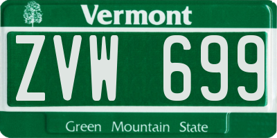 VT license plate ZVW699