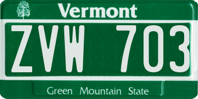 VT license plate ZVW703
