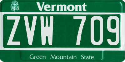 VT license plate ZVW709