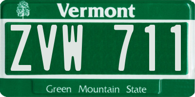 VT license plate ZVW711