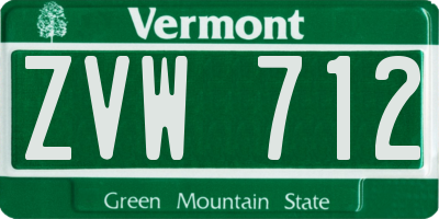 VT license plate ZVW712