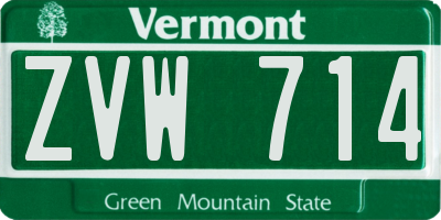 VT license plate ZVW714