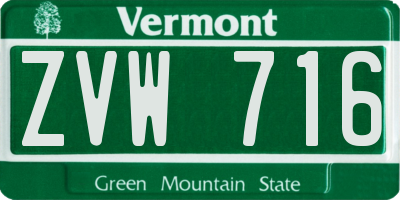 VT license plate ZVW716