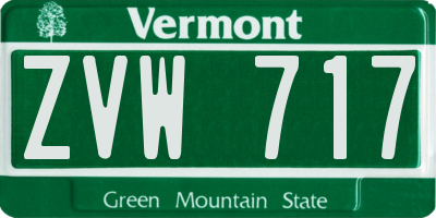 VT license plate ZVW717