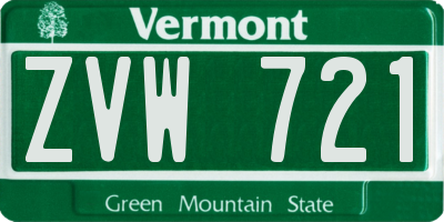 VT license plate ZVW721