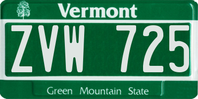 VT license plate ZVW725