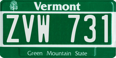 VT license plate ZVW731