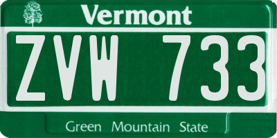 VT license plate ZVW733