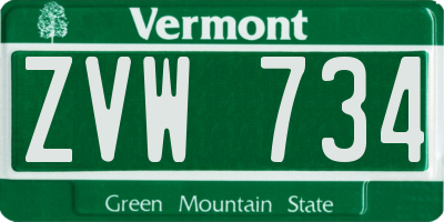 VT license plate ZVW734