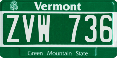 VT license plate ZVW736