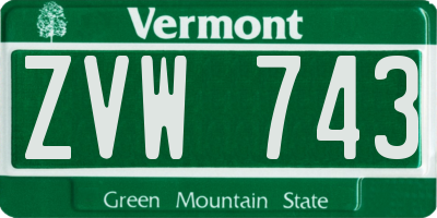 VT license plate ZVW743