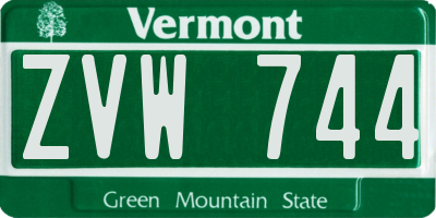 VT license plate ZVW744