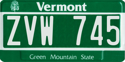 VT license plate ZVW745