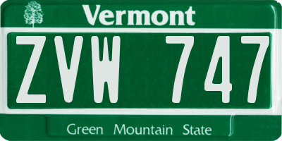VT license plate ZVW747