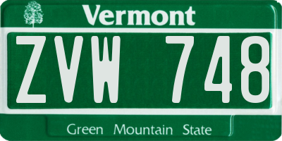 VT license plate ZVW748