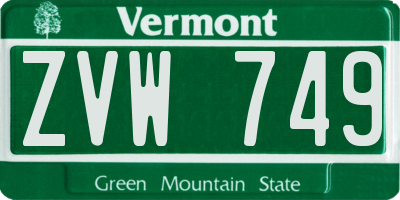 VT license plate ZVW749
