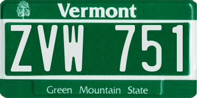 VT license plate ZVW751