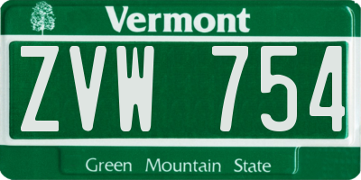 VT license plate ZVW754