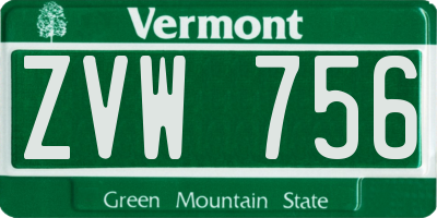 VT license plate ZVW756