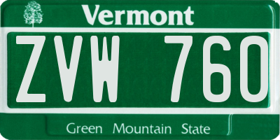 VT license plate ZVW760
