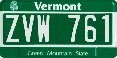 VT license plate ZVW761
