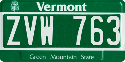 VT license plate ZVW763