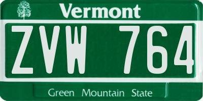 VT license plate ZVW764